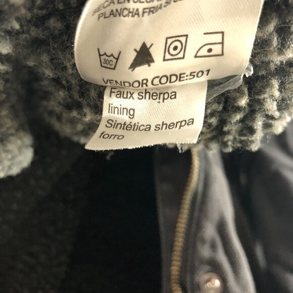 Lee Mens XXXL Black Canvas Cotton Sherpa-Lined Jacket Pockets Full Zip Closure - Picture 6 of 6